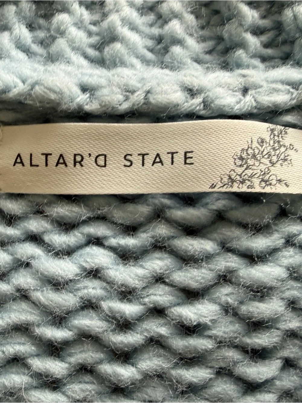 Altar'd State Light Blue Daisy Appliqué Knit Cardigan - Picture 2 of 4